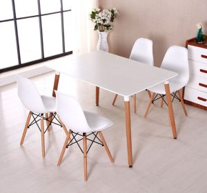 Bộ bàn ghế Eames màu trắng 4 ghế