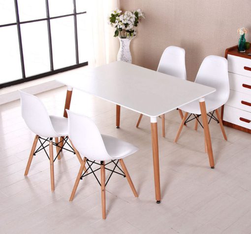 Bộ bàn ghế Eames màu trắng 4 ghế